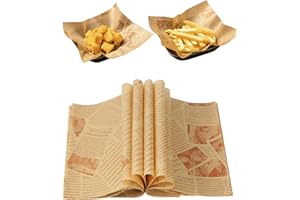 CoKeeSun 120 Feuilles Papier Emballage Alimentaire Antiadhésif, 22 x 22cm Papier Journal Alimentaire Frites, Deli