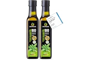 ‎KRÄUTERLAND N A T U R - Ö L M Ü H L E Kräuterland Bio Hanföl 2X250ml (500ml), kaltgepresstes Hanfsamenöl, naturrein ohne Zusatzstoffe, Vegan & GVO-frei, geeignet für Haut & Haare, Premium Qualität