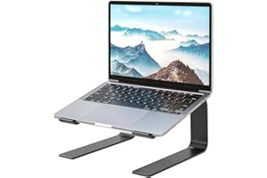 BONTEC Support Ordinateur Portable Ergonomique, Support PC Portable Bureau et Laptop Stand 10-17,3 Pouces, Rehausseur Ordinateur Portable avec Inclinaison 14° et Gestion des Câbles, Noir
