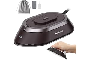 Newbealer Mini Travel Iron with Dual Voltage 220V/120V, Small Iron for Clothes (No Steam), Ceramic Soleplate, 150 °C Heat Press Machine with Spray Bottle, Bag and Silicone Stand, Brown