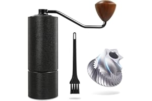 Azontion Manual Coffee Grinder Fine Adjustment, 420 SUS CNC 38mm Steel Burr, Portable Coffee Bean Grinder for Aeropress, Hand Pour, French Press, Walnut