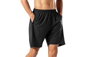 HMIYA Herren Sport Shorts Schnell Trocknend Kurze Hose mit Reißverschlusstasch