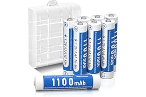 MAOMAOCON 8PCS Piles Rechargeables AAA 1100mAh 1,2V Ni-MH, Haute Capacité Réelle Batteries Rechargeables, Faible Auto-décharge avec Boîte de Stockage de Piles