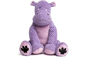 fabdog Floppies Plush Dog Toy - Cute & Durable Squeaky Large Dog Toys - Best Squeak Toy for Puppies and All Breeds | Ideal Pet Gift | Large Hippo