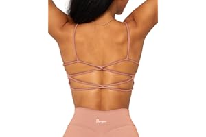 Danysu Backless Sports Bra Soft Workout Tops with Removable Padded Yoga Training Bras Strappy Going Out Top