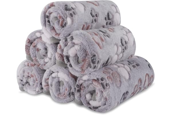 BVAGSS Couverture pour Chien Chaton, 6 Pièces Moelleux Épais en Flanelle Lavable Animaux Coussin pour Petits et Moyens Chiots et Chatons XH075 (60 x 40 cm, Gris)