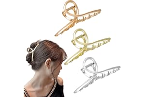 Popuppe 3 Stück Große Haarklammer Metall,Haarklammern aus Metall Mädchen Haarspangen Haarklammern Klaue Clips Rutschfeste Haarnadel für Frauen (Rose gold Silver Gold)