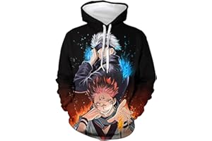acsefire Felpa Anime Unisex Jujutsu Kaisen Felpa con Cappuccio a Manica Lunga Gojo Satoru Hoodie Itadori Yuji Felpa con Cappuccio Sportivo per i Fan di Ryomen Sukuna