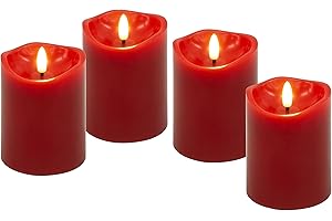‎GOOBAY goobay Lichterkerzen mit Timerfunktion 4er Set in Rot mit 3D Docht & Batteriebetrieben, elegant für Wohnzimmer, Esszimmer und Advent - 77749