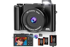 DUOCH Fotocamera Digitale 4K 64MP con Doppia Camera, Autofocus e Zoom Digitale 16X, Macchina Fotografica Digitale con Schermo IPS 3", Funzione Webcam, 2 Batterie e Scheda 32GB per Principianti e Adolescenti