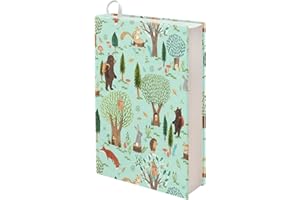 Kuiaobaty Copertina per libri con animali della foresta, motivo con orso, motivo: albero di coniglio, copertina estensibile per libri scolastici