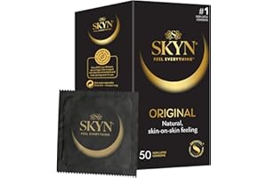 ‎SKYN SKYN Original Kondome 50 Stück - Skynfeel Latexfrei für Männer, normale Größe, stark & dünn, glatte gerade Form, 53 mm breit