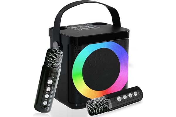 Karaoke Adulte & Enfant, Enceinte Karaoke 2 Micro sans Fil, Kit Karaoké Complet, Karaoke Professionnel, Machine Karaoké Rechargeable, Support TF USB pour Soirée à Domicile