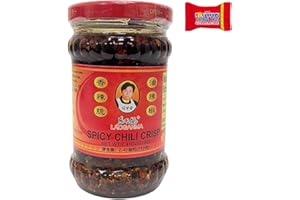 TRINOVI.COM Lao Gan Ma Salsa Picante de Chile Crujiente, 1 x 7.5 oz, Ideal para Platos Asiáticos, Sopas y Aperitivos, Crispy Chilli en aceite, Salsa de aceite de chile, 210 g - Trinovi