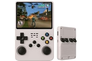 GENZO Consola Retro Portatil con 20.000 Juegos - Versión 2025- Mini Consola Arcade - Juegos de PS1, PSP, N64, NDS, SuperN, GameB, GBA, NeoG, etc. - Pantall HD 3.5' 640 * 480 - Rechace Imitaciones (Blanco)