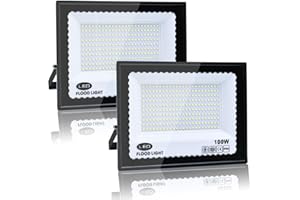 Tkdaksy 2 Pièces Projecteur Led Extérieur 100W, Blanc Froid 6500K Projecteur LED, 10000LM Spot LED Extérieur IP66 Étanche, pour Jardins, Cours, Garages, Toits, Terrasses, Parkings, Places et Quais
