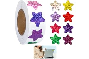 KURYT 500PCS Multicolour Star Stickers for Reward Chart Colourful Star Award Stickers for Children Mini Kids Reward Stickers for Children Perfect for Teachers Reward Crafts Glitter Art and Craft Classroom