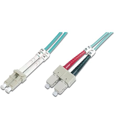 Câble Fibre Optique OM3 DIGITUS 5m - Connecteurs ST à ST - Multimode 50/125 - 10 Gbit/s - Gain LSZH Turquoise - 5