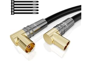 Mygatti 3M RG6 Cavo Antenna Maschio a Femmina 4K,cavo TV HD Coassiale a 90°-75 Ohm-Connettori in Metallo Robusto Dorato,per la TV Digitale e analogica-con 5 fascette per cavi