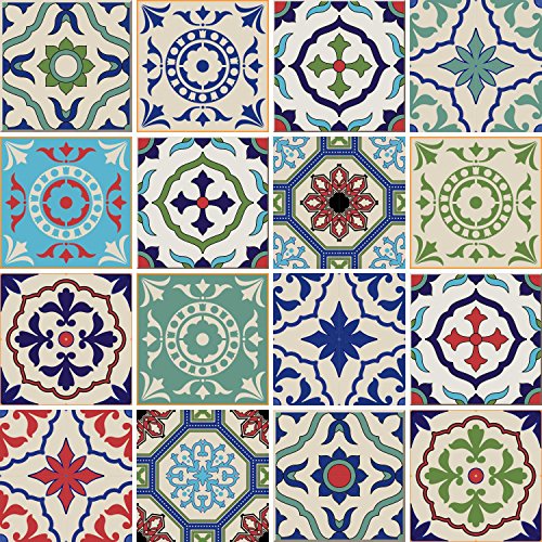 FoLIESEN Fliesenaufkleber für Bad und Küche – 20×20 cm – Patchwork 3 – 16 Fliesensticker für Wandfliesen - 2