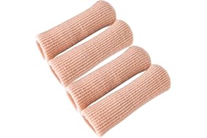 Makhry 4pcs Ajustable Cuttable Gel Dedo del Pie y Dedo Tapa Forrado Gel Toe Cubre Mangas Acanalado Knit Toe Caps Silopad Digital Caps para Dedos/Dedos (L)