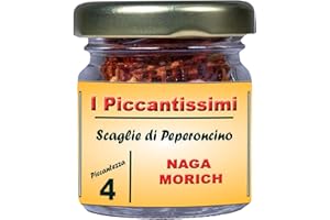 I Piccantissimi - NAGA MORICH peperoncino piccantissimo in vasetto da (15 gr) - Scaglie di Peperoncino a lunga conservazione - peperoncino piccante NAGA MORICH coltivato in Italia (800.000 Shu)