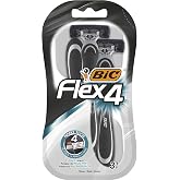 BIC Flex 4 Men's Razor 3-Piece Blister (4 Blades), 4 Blades That Can Move Independently, Playing Head, Aloe Vera