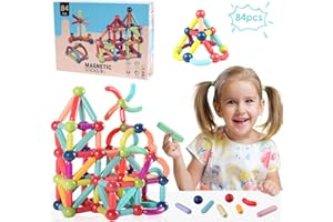TOPEV Magnetic Building blocks for Kids Magnetic Building Tiles, 84 PCS Magnetic Balls and Rods Set, Educational Construction Toys, Create Unlimited Imagination Magnetic Blocks Gifts for 3+ Years Old