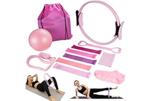 Jellybibo 13 Piece Pro Elite Pilates Kit, Pilates Circle, Resistance Bands Set, Yoga Ball & Gym Bag for Full Body Workout, Home Gym Equipment for Women & Men, Beginner to Advanced