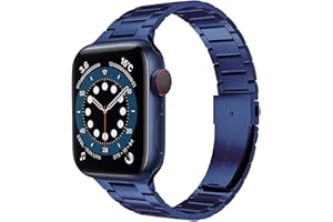 Miimall kompatybilny z Apple Watch Series 6/5/4/3/2/1/SE 38 mm 40 mm, ze stali nierdzewnej, ultra cienki, zamiennik paska do zegarka iWatch Series 6/5/4/3/2/1/SE 38 mm 40 mm, brązowy niebieski