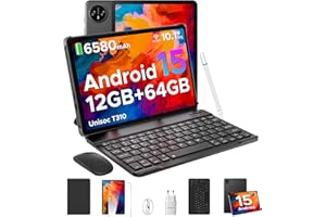 ‎DOOGEE DOOGEE Tab A9 Tablet 10 Zoll Android 15, Tablet mit Tastatur/Stift/Maus/Hülle, 12GB RAM+64GB ROM(TF 2TB), 6580mAh, Unisoc T310, Dual Speaker, 5G WiFi, HD IPS Display, 8MP, GMS, BT5.0, 3.5mm, Face ID