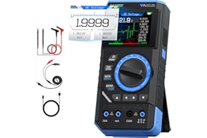 FNIRSI DST-201 Multímetro Digital 3 en 1 con 19999 Cuentas TRMS y 1MHz de Ancho de Banda, Osciloscopio Portátil, Generador DDS, Voltaje CA/CC, Corriente, Condensador, Resistencia, Diodo Temp