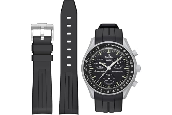 BONACE Bracelet pour Omega x Swatch,Courbe Sans Soudure Silicone Bracelet pour Swatch Omega Moonswatch Speedmaster Remplacement de Montre 20mm