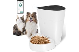 PAWMATE Bluetooth Automatic Cat Feeders, 4L Auto Dry Food Dispenser with Programmable Timer, Up to 15 Portion Control 6 Meals Daily for Small & Medium Cats