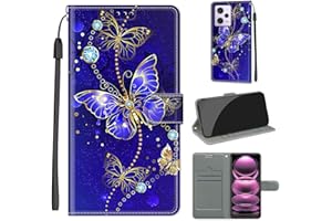 KENHONER Funda para Xiaomi Redmi Note 12 Pro 5G Carcasa, Case Poco X5 Pro 5G Funda Libro con Tapa Piel Case Flip Cuero,Cierre Magnético Antichoque - Mariposa