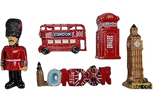 ORTCI Magneti da frigorifero in poliresina con marchio di terra londinese, ideali per amici e familiari, dipinti a mano, 5 pezzi