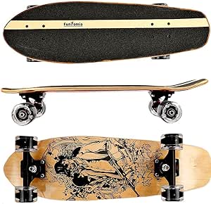 Skateboard FunTomia – 78,5 Cm, 9 Couches érable, Roues 92A, Roulements ABEC-11