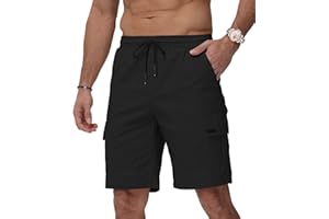JACKETOWN Shorts Hommes Cargo Bermudas en Coton Hommes Pantalons Décontractés D'été Taille Élastique avec Poches
