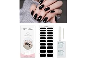 Nagelfolie Schwarz, KALEFUL Gel Nail Nagelfolien Selbstklebend Uv Härtend Nail Art Sticker Dekoration Nageldesign Zubehör