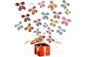 VEGCOO Magic Butterfly 20 Pcs Magic Flying Butterfly Card, Rubber Band Butterfly as Birthday Gifts, Performance Props, Children Surprise Gifts (D-20)