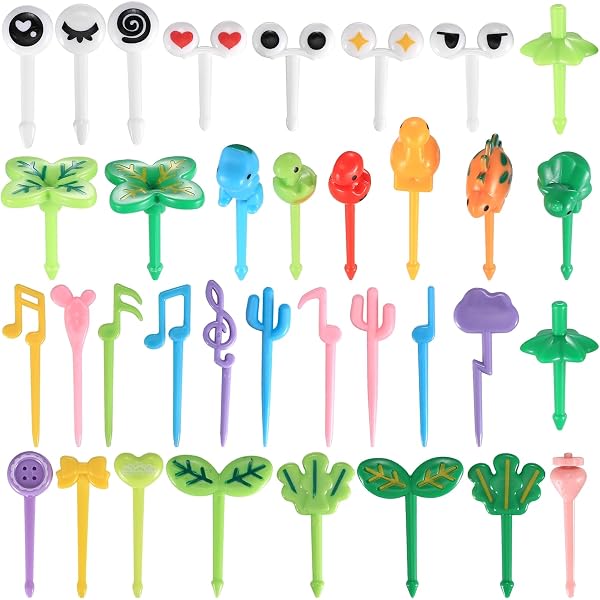 60 Fourchettes à Fruit Enfant Animaux - Mini Fourchettes Réutilisables Pour Fêtes Et Goûters