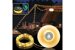 Hiyorsoa 2 in 1 Camping Lights and Power Bank Rechargeable Stowable Camping Fairy Lights 7 Lighting Modes Waterproof Portable Camping Lights for Tent Camping Hiking Outdoor Intdoor Light 9M