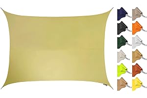 Kookaburra 4m x 3m Rectangle Water Resistant Garden Patio Sun Shade Sail Canopy 96.5% UV Block with Free Rope (Sand)