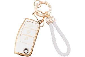 ‎KOAUDB Koaudb Autoschlüssel Hülle Cover Passt für Ford Focus Fiesta Galaxy Kuga C-Max S-Max Mondeo MK4 3 Tasten Schlüsseletui TPU Schlüsselhülle mit Schlüsselanhänger (Frd-3F)