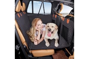 YJGF Back Seat Extender for Dogs,Dog Car Seat Cover for Back Seat Bed Inflatable for Car Camping Air Mattress,Dog Hammock for Car Travel Bed,Non Inflatable Car Bed Mattress for Car SUV Truck (Black)