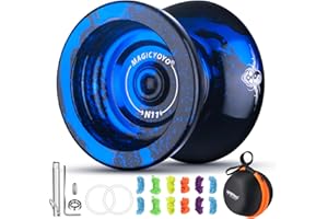 MAGICYOYO N11 Plus Non Réactif pour Adultes et Enfants Débutants - Double Usage en Métal Noir et Bleu avec Kit de Roulement Réactif, 12 Cordes et Étui