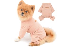 PAIDEFUL Pijamas para Perros Pequeños Medianos Gatos Raya de la Moda Mamelucos Calientes Cuatro Patas Monos para Mascotas Cachorro Chihuahua Ropa de Hogar para Niñas Niños Primavera Otoño Rosa XXL