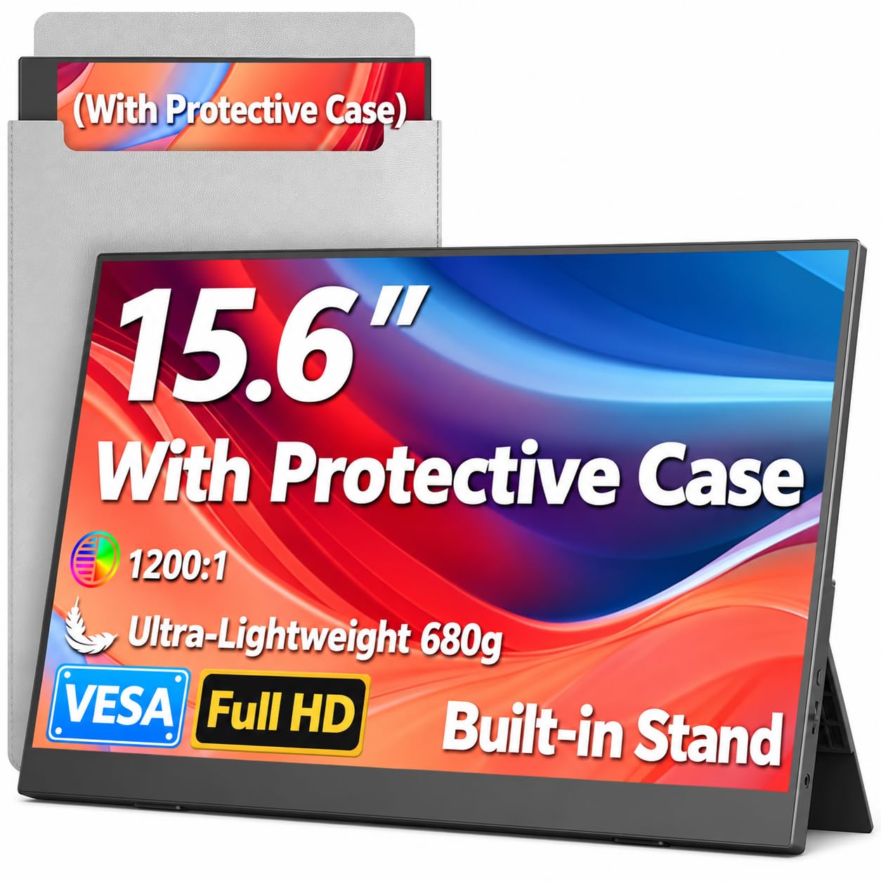 Lightweight Portable Monitor, IPS Laptop Screen Extender | Second Computer Gaming Display, Travel Monitor for Laptop Mac PS4/5 Xbox Switch PC Phone -