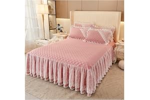 ELYSYSRL Gonna Letto Volant Copriletto Matrimoniale Singolo 180x200/2000x200 Polvere Increspatura Copertura Camera Da Letto Tessili Per La Casa Gonna Con 2 Federe (Color : #2, Size : 150x200CM/59x79in)