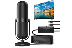 Diswoe TV Aerial, Indoor TV Aerial for Smart TV with Signal Booster High Gain Freeview TV Antenna for TV 4K 1080P HDTV & VHF UHF DAB Radio with 16.4Ft Coax Cable